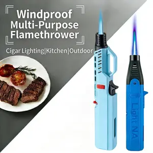 2-Pack Windproof Jet Flame Lighter – Adjustable Blue Flame, Butane Refillable – Two Styles – Use at Any Angle – for Kitchen, BBQ And Camping – Gift Box Included (Butane Not Included)
