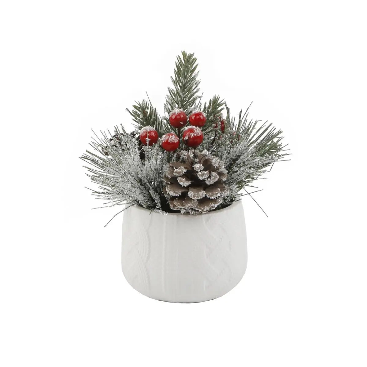 Flora Bunda CH2067E-WH Artisan-Made Festive Christmas Decor Arrangement, Single Unit, Square Sweater White Ceramic Garden Planter (No Drainage Hole, 3.5x3.5x3 in, 0.72 lb) for Indoor Home Improvement Use