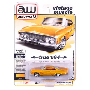 Auto World 1961 Dodge Dart Phoenix Lowrider, Mango Smoothie Metallic w/ Lowrider Graphics, 1:64 Scale, Diecast Model Car