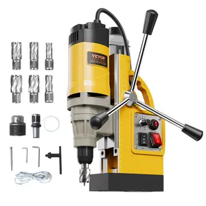 VEVOR Magnetic Drill 1450W 2878 lbf Mag Drill Press 2 in Boring Diameter 6 Bits Yellow