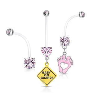 3 Pack Pink Pregnancy Belly Rings