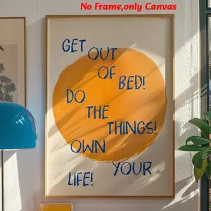 1pc, Unframed, wall art, vintage poster, get up and be yourself, take control of your life print, quote art poster, bedroom aesthetic, living room decor, apartment decor, housewarming gift, frameless, Wall Art Decoration