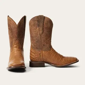 Men's Stetson Aces Alligator Boots Handcrafted Oiled Tan