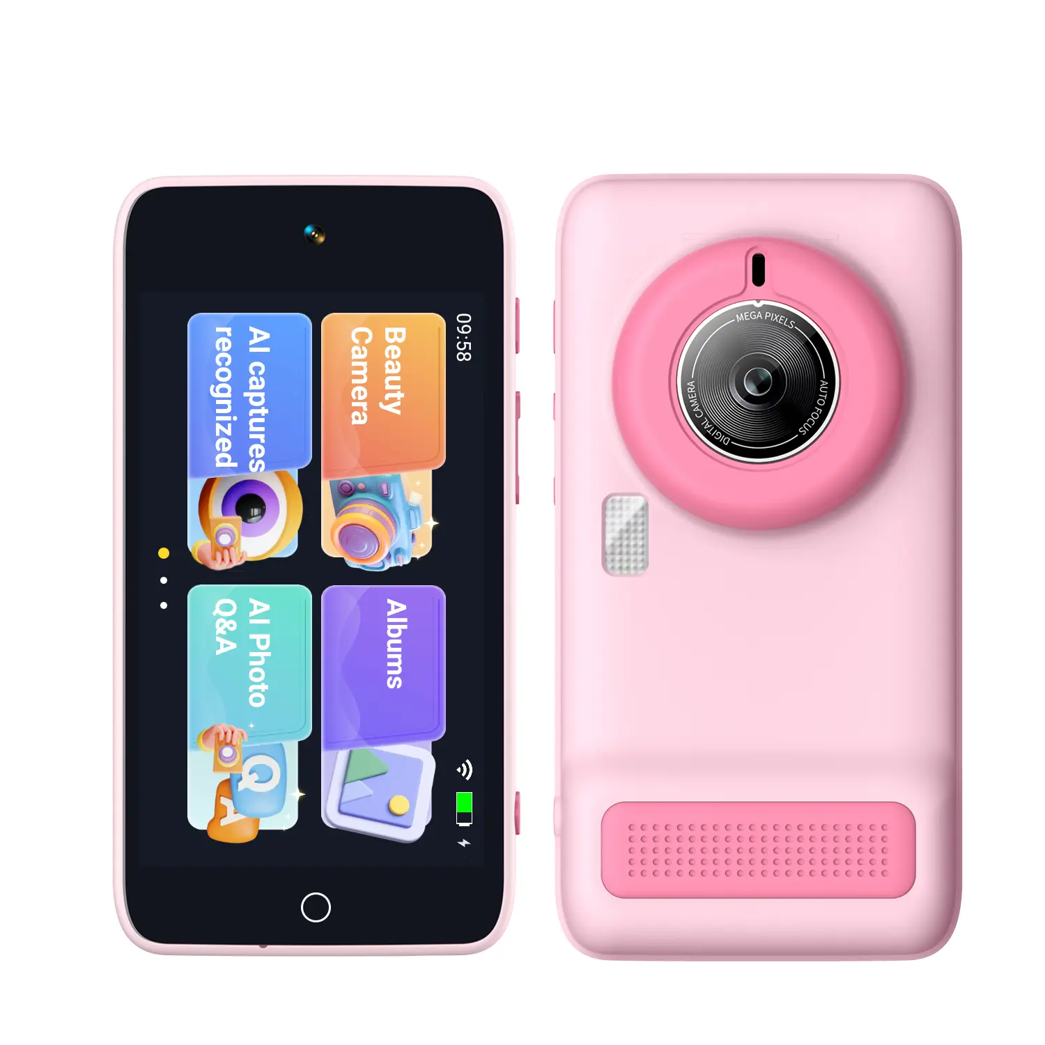 TSBIFV AI Kids Camera with 4.0-Inch Screen, 5MP Photos, 1080P Video, Photo Recognition & Q&A, Background Effects and Art Filters, Rechargeable Digital Camera for Children