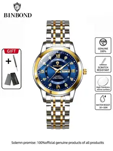 Binbond 7169 Women's Casual Business Watch, Dual Date Display, Waterproof Luminescent Lady Wristwatch, Elegant Timepiece for Daily Use, Water resistant watch, Quartz Watch