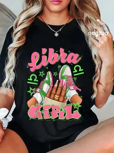 100% Cotton Unisex Libra Girl Birthday Queen Sneakers Astrology Zodiac T-Shirt
