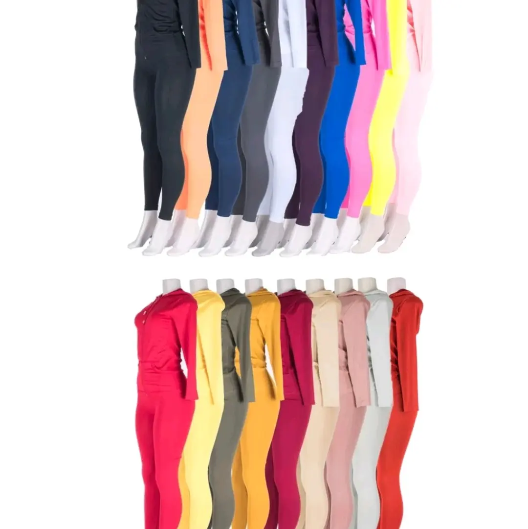 Women's Solid Long Sleeve Zip-up Hoodie & Skinny Pants Tracksuits Bodycon Jumpsuits Sweatsuit - Womenswear, Overalls Lady Comfort