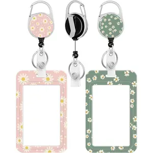 2 Pack Badge Holder and Heavy Duty Retractable Reel, ID Badge Holders with Retractable Clip for Nurse Teacher Student Office Women Men