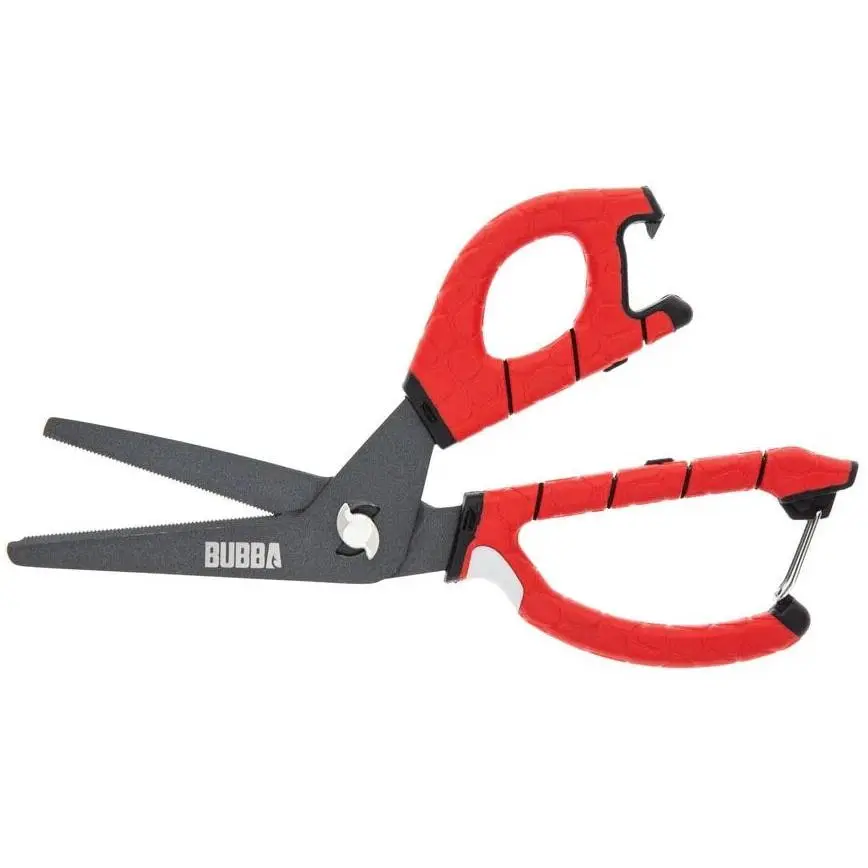 Bubba Large Stainless Steel Shears - 8.5 in, with Rope Cutter, Carabiner Clip, Bottle Opener, Belt Clip, Hand Tool for Tools & Hardware Use, 3 Inch