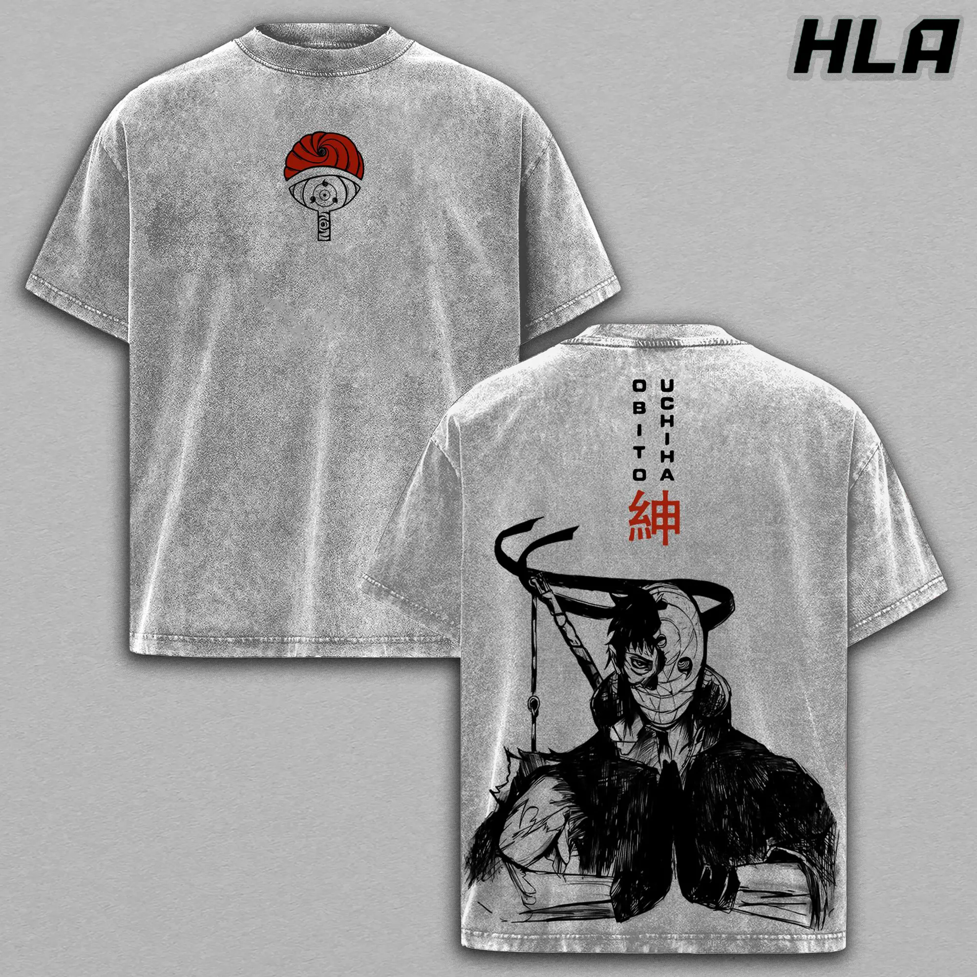 Obito Uchiha Wash Tee, Naruto Anime Graphic Shirt, Heavy Cotton Acid Washed T-Shirt, Double Printed Oversize Top, Unisex Casual Streetwear, Oversized Anime Print T-Shirt, Graphic, Gift For Anime Fan