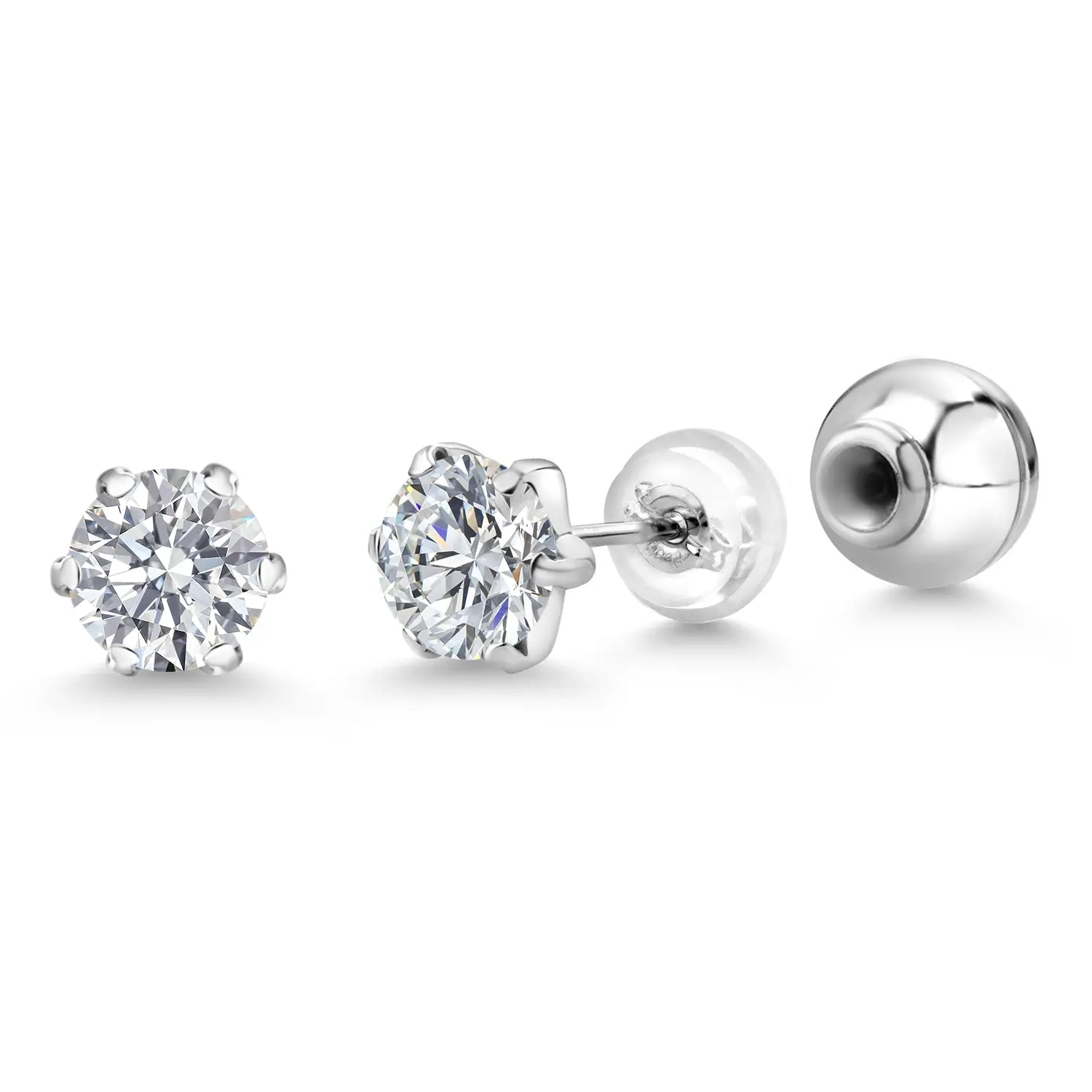 Gem Stone King 1.50 Ct IGI Certified Lab Grown Diamond Platinum Stud Earrings For Women Men | F-G Color | VS Clarity | 6-Prongs