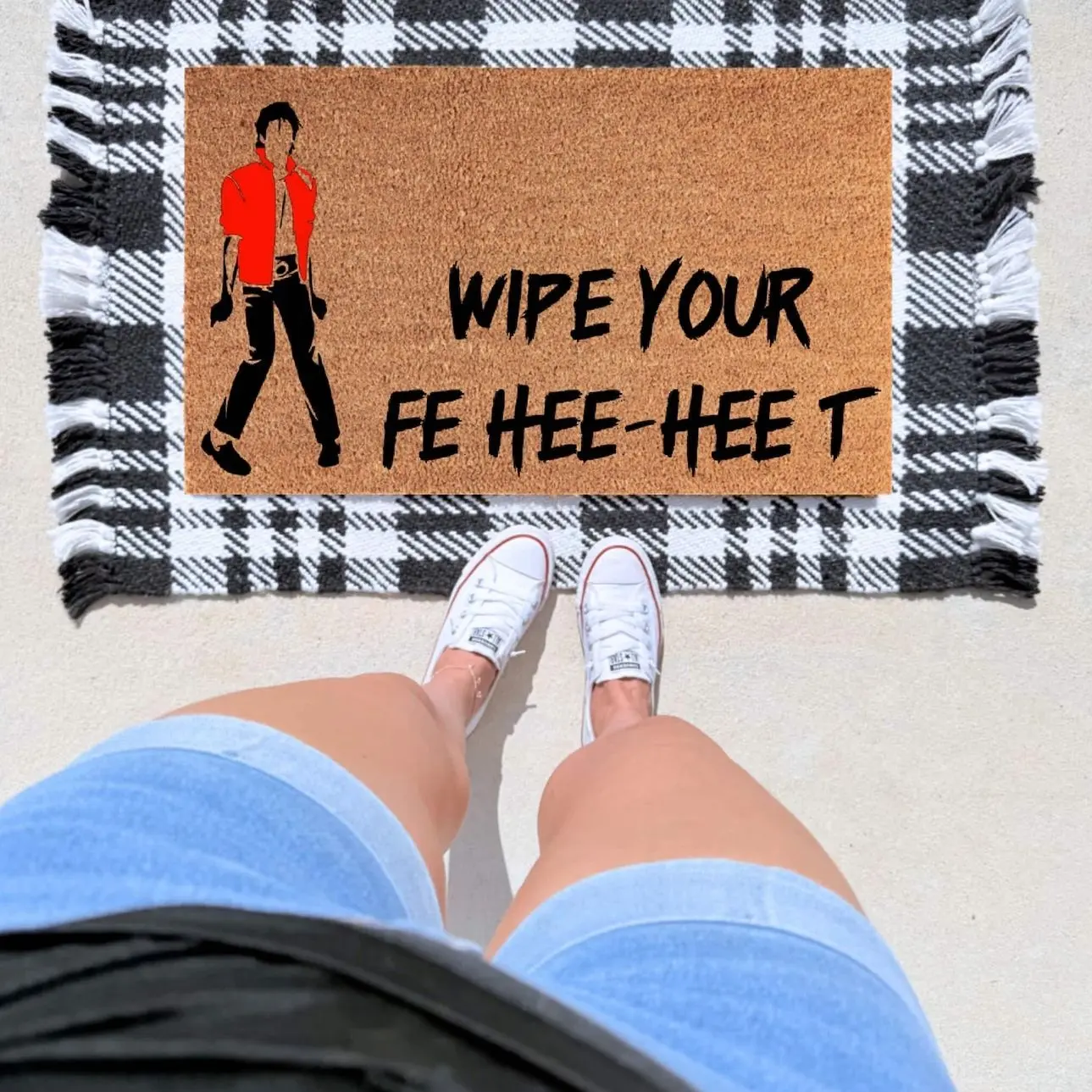 Wipe Your Feet Doormat – Funny Michael Jackson Inspired Welcome Mat | Pop Culture Front Porch Decor