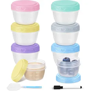 Salad Dressing Containers, 6 Pack 2oz Plastic  Storage Containers with ,  Small Sauce Condiment Container to Go for Lunch Box, Leak-Proof, Dishwasher, Microwave & Freezer Safe
