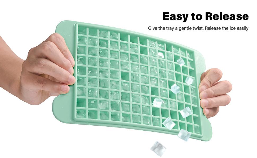 Mini Ice Cube Tray Set with 4 Small Nugget Ice Trays and Large Storage Bin, Easy Release Crushed Ice Tray for Freezer, Ideal for Cocktails, Coffee, and Mixed Drinks