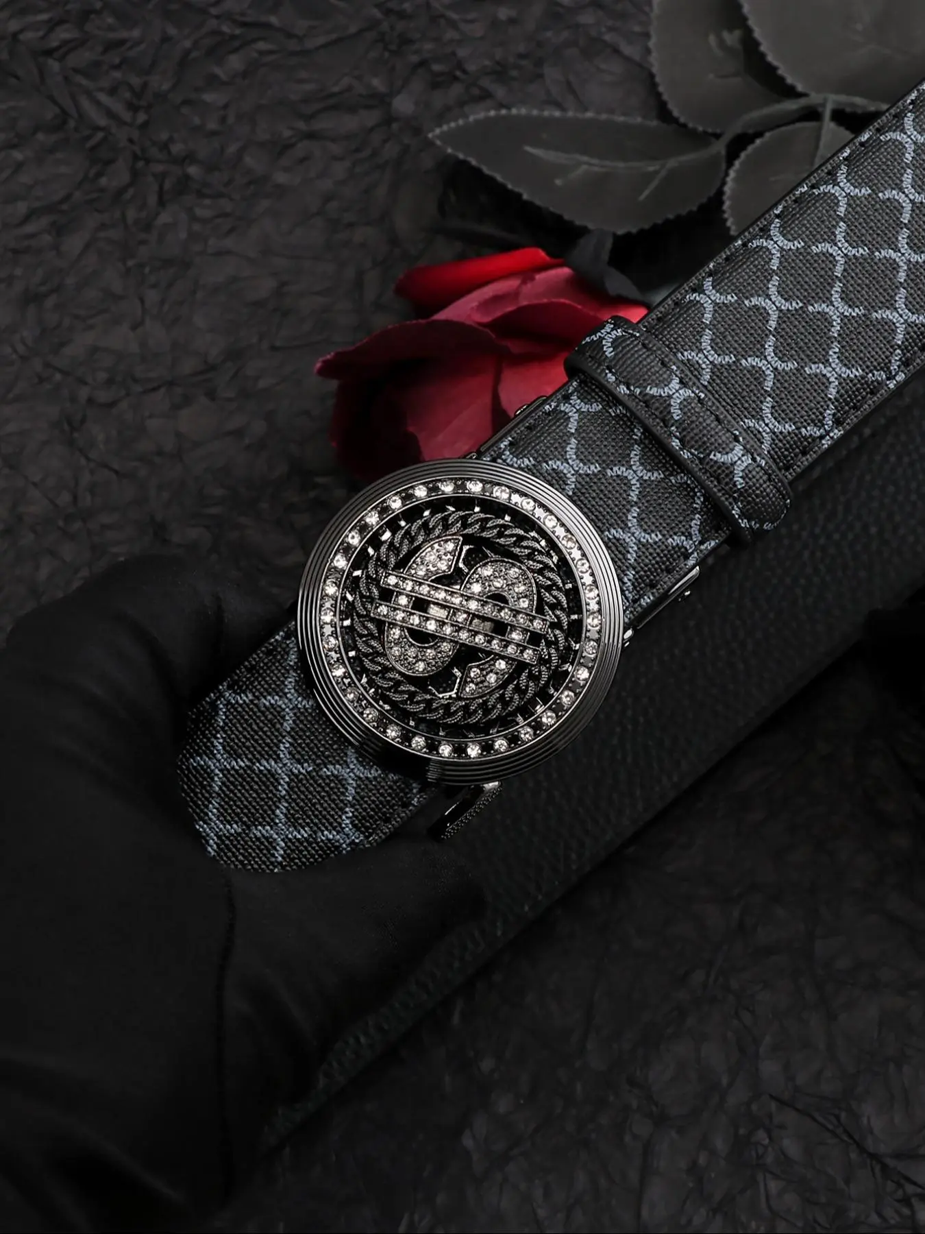 Men's Fashion Belt, Fashion Belt for Party, Daily Clothing Decor, Stylish Belts, Statement Belts, Trendy All-match & Exquisite Belt for Birthday Gift, Rhinestone Buckles Belt