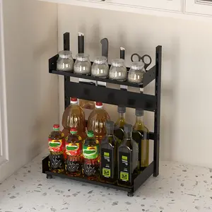 Three-Tier Kitchen Spice Rack, Multi-Functional Storage for Jars & Condiments, Detachable & Washable, Modern Design, Home & Restaurant Use