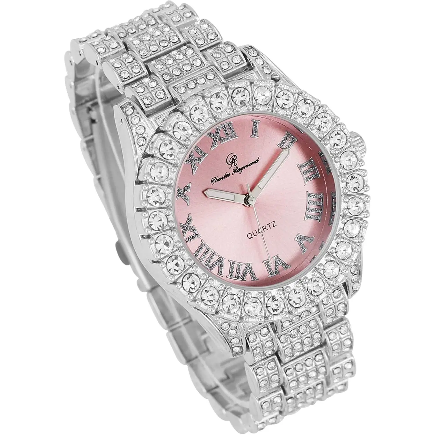 Big Rocks Bezel Colored Dial with Roman Numerals Fully Iced Out w| bracelet Women main image 3