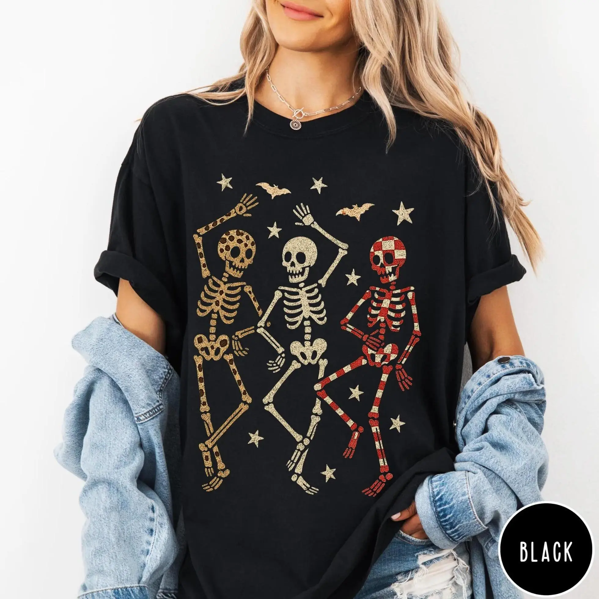 Halloween Skeletons Dancing Shirt, Retro Halloween Graphic Tee, Spooky Season Shirt, Funny Dance Party Top, Halloween Gift
