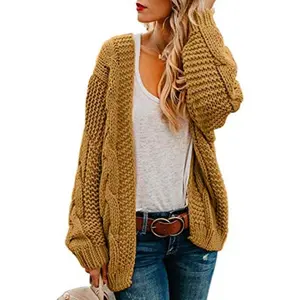 NewEbifin Womens Oversized Chunky Open Front Cardigan Sweaters Cable Knit Long Sleeve Cardigans Outwear Coats Can be used with raincoat