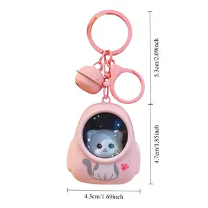 1PC Glowing Travel Cat Bag with Cat Keychain, Starry Sky Cat Glowing Keychain, PVC Material Bag Decoration, Car Key Decoration. Ideal Christmas Party Gift, Available in Four Colors