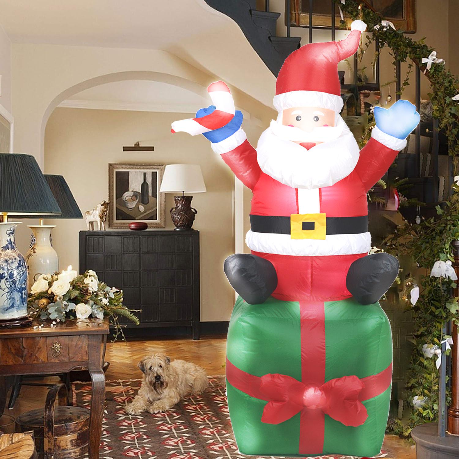 6FT Christmas Inflatables Santa Outdoor Decorations, Santa Claus Inflatable with Led Lights Xmas Blow up Yard Decorations for Square Lawn Garden Patio Holiday Party Decor