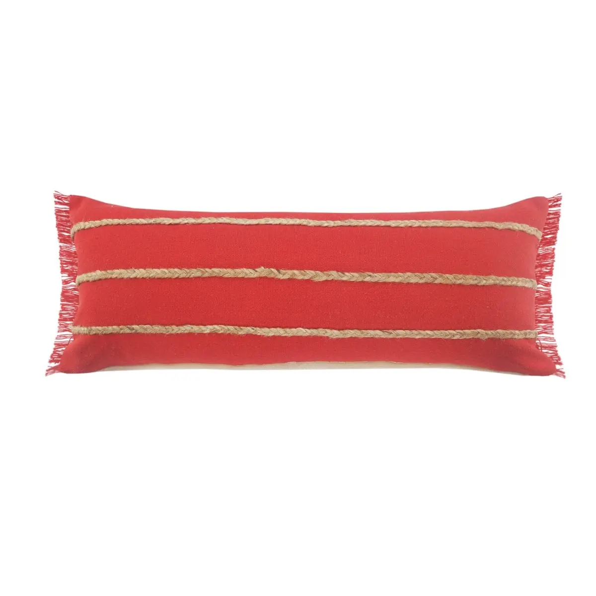 HomeRoots 517270 2-Pack Nautical Beach Boating-Themed 100% Cotton Standard Pillows, Zippered Throw Pillows with Jute Accents, 14" H x 14" W x 36" D, Built to Last for Living Room Decor & Indoor Use, Living Room Decorations, Zippered Cover