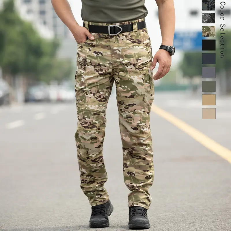 Men Ripstop Tactical Cargo Pants, Water Repellent, Multi Large Pockets, Elastic Waist Stretch Breathable Durable Work Hiking Hunting Camping Trousers, Outdoor Adventure Wear