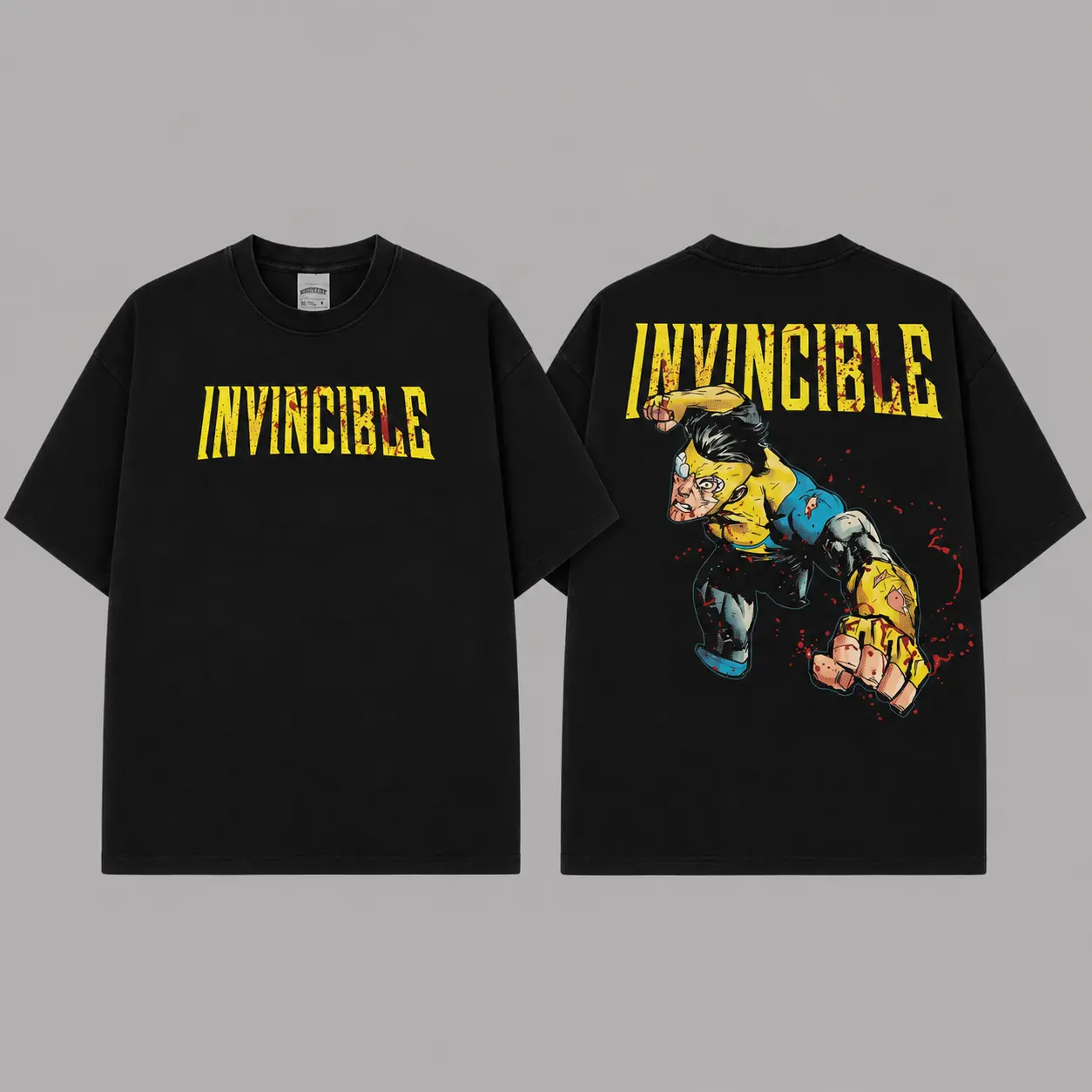 Ver 9 Invincible Inspired Oversized Black Graphic T-Shirt, Vintage Movie Actor Fan Tee, The Mark Grayson Shirt, Y2K Comic Style Streetwear Top, Black Cotton Unisex Tee, Retro Superhero Inspired Shirt, Gift for Movie Fans