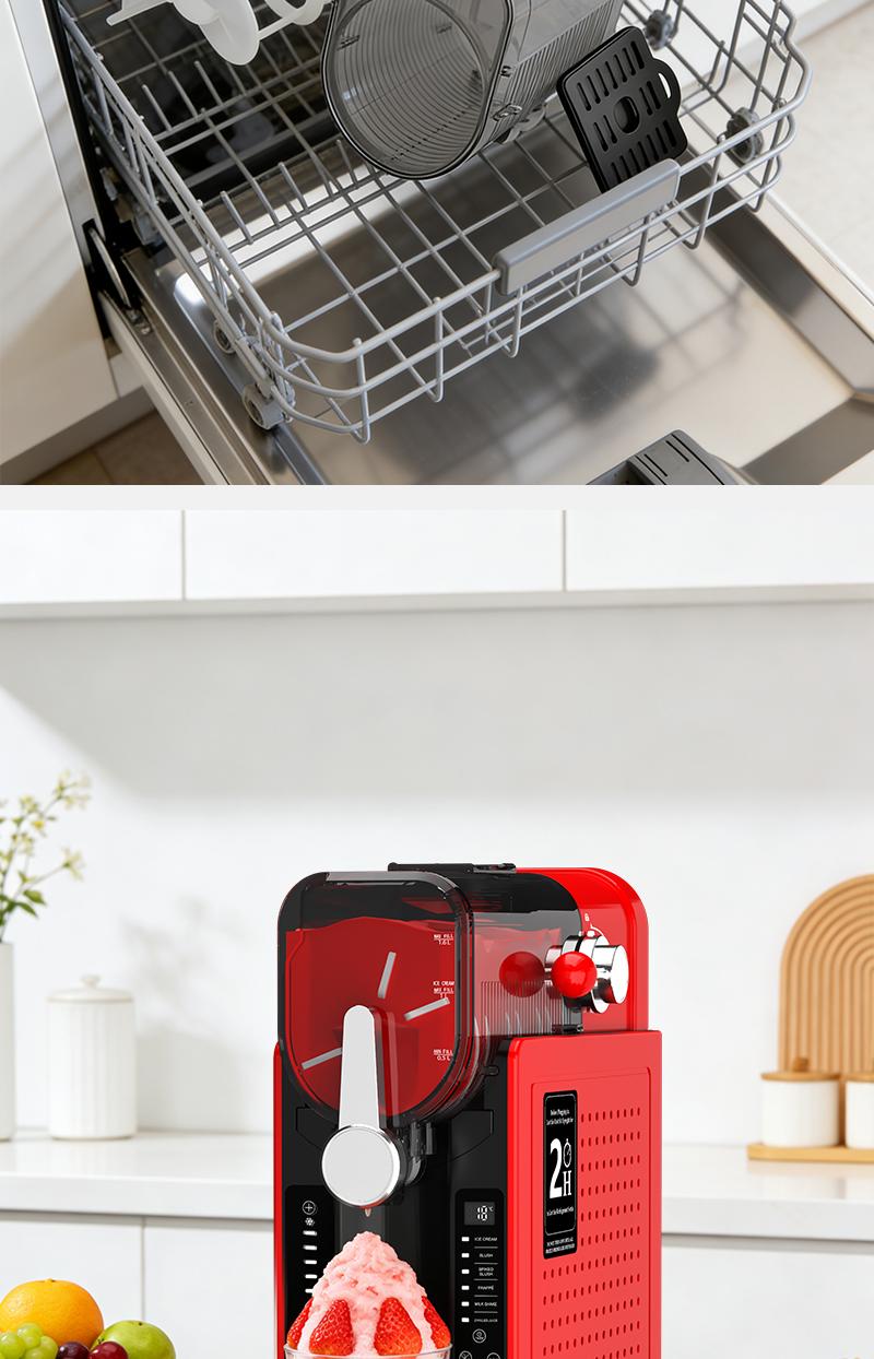 SUSTEAS Red Home Ice Blender 1.6L Capacity 6 Presets for Smoothies Milkshakes Cocktails Fine Shaved Ice for Silky Drinks