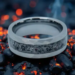 Venus Rings Meteorite Glow Tungsten Ring - "Fallen Star" Design for Men & Women, Cosmic Spirit, Shungite & Meteorite Inlaid, Durable & Unique, Perfect Gift