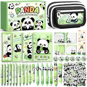 School Supplies for Girls Boys, 36 count Cute Panda Stationery Set with Pencil Case Gel Pens Pencils Stickers Pins Notebooks Sticky Notes Kawaii Birthday Gifts for  Elementary