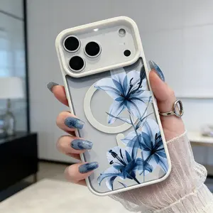 Blue Lily Whisper Magnetic MagSafe Snap Case for iPhone 17/16 Pro Max 15 Pro 14 13 12 Mini 11 XR XS Plus SE Shockproof Slim Protective Cover