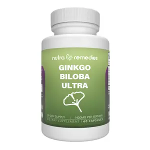 Ginkgo Biloba Ultra Memory & Focus Support Supplement with Red Asian Ginseng, 2 Daily Capsules