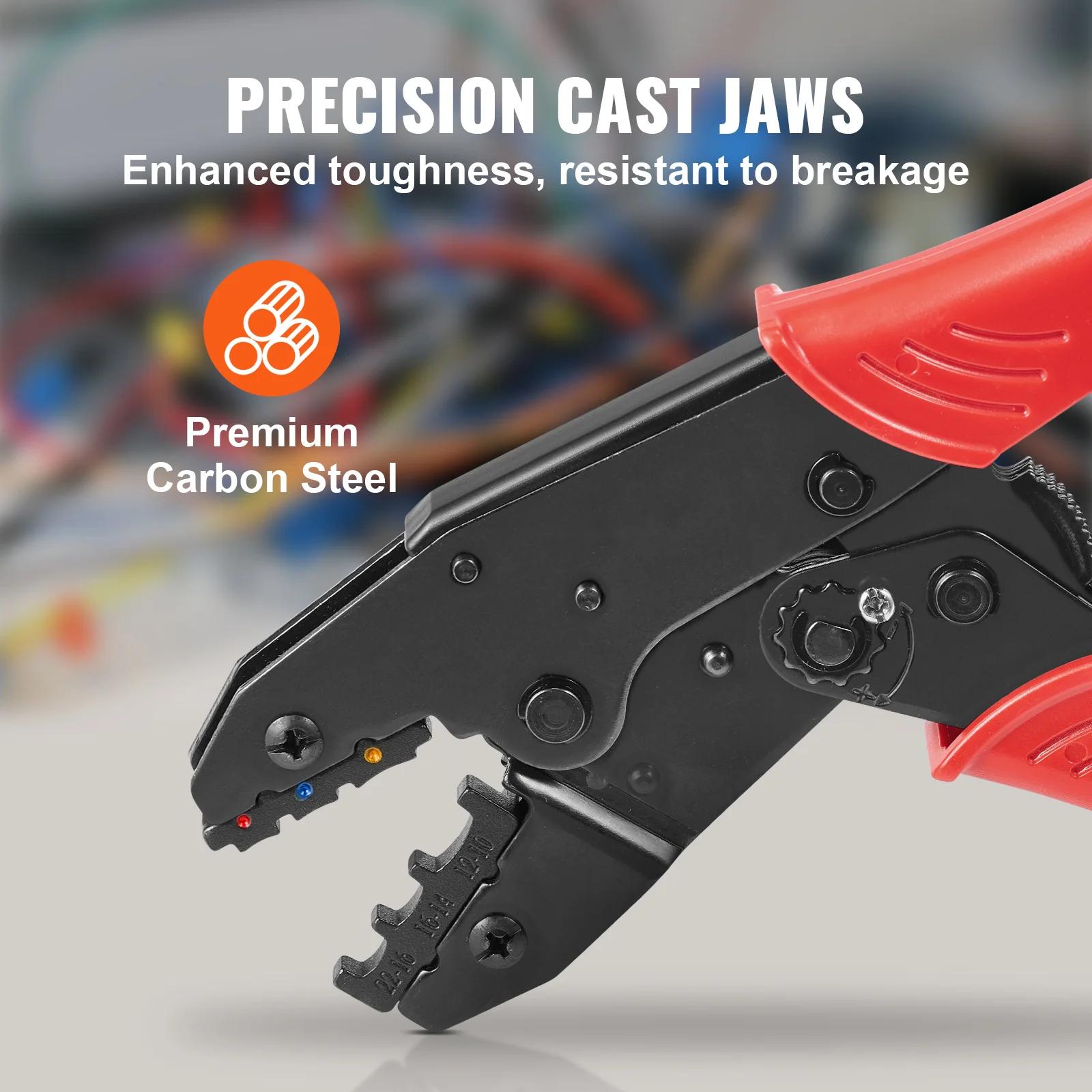 Electrical Ratcheting Crimping Tool Set AWG22-10 Wire Stripper 210pcs Heat Shrink Tubes Labor-Saving Crimping Pliers for Insulated Connectors