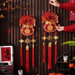 Set of 2, Year of the Horse Lucky Bag Ornaments Featuring horse-pattern embroidery and auspicious characters Spring Festival hanging decorations Ideal for New Year home decor Traditional design Durable material Embroidered details