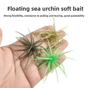 6 Pack Sea Urchin Soft Plastic Fishing Lures Green Pumpkin Color Tournament Tested Realistic Wiggling Flexible ABS Body for Bass Pike Trout Freshwater Saltwater Fishing