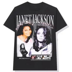 RETRO 90s JANET JACKSON Vintage Shirt Cotton Fabric Crew Neck Short Sleeve Vintage Streetwear Trendy Top For Men For Women