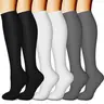 Compression Socks for Women, Knee High Athletic Support, Black White Gray, 6 Pairs, for Running, Gym, Fitness nursingMoisture Wicking Breathable Day Lightweight Pastel Women's Wear Festival Party cosy socks Calf Length Fashion men circulation best Activew