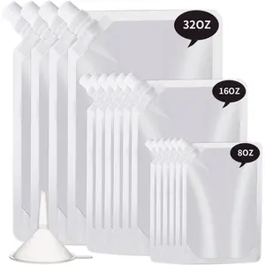 Plastic Flasks, Clear and  Drink Bags, Leak-Proof for Travel, Outdoor , Running enthusiasts, Concerts, Events(8OZ-16OZ-32OZ,16PCS)