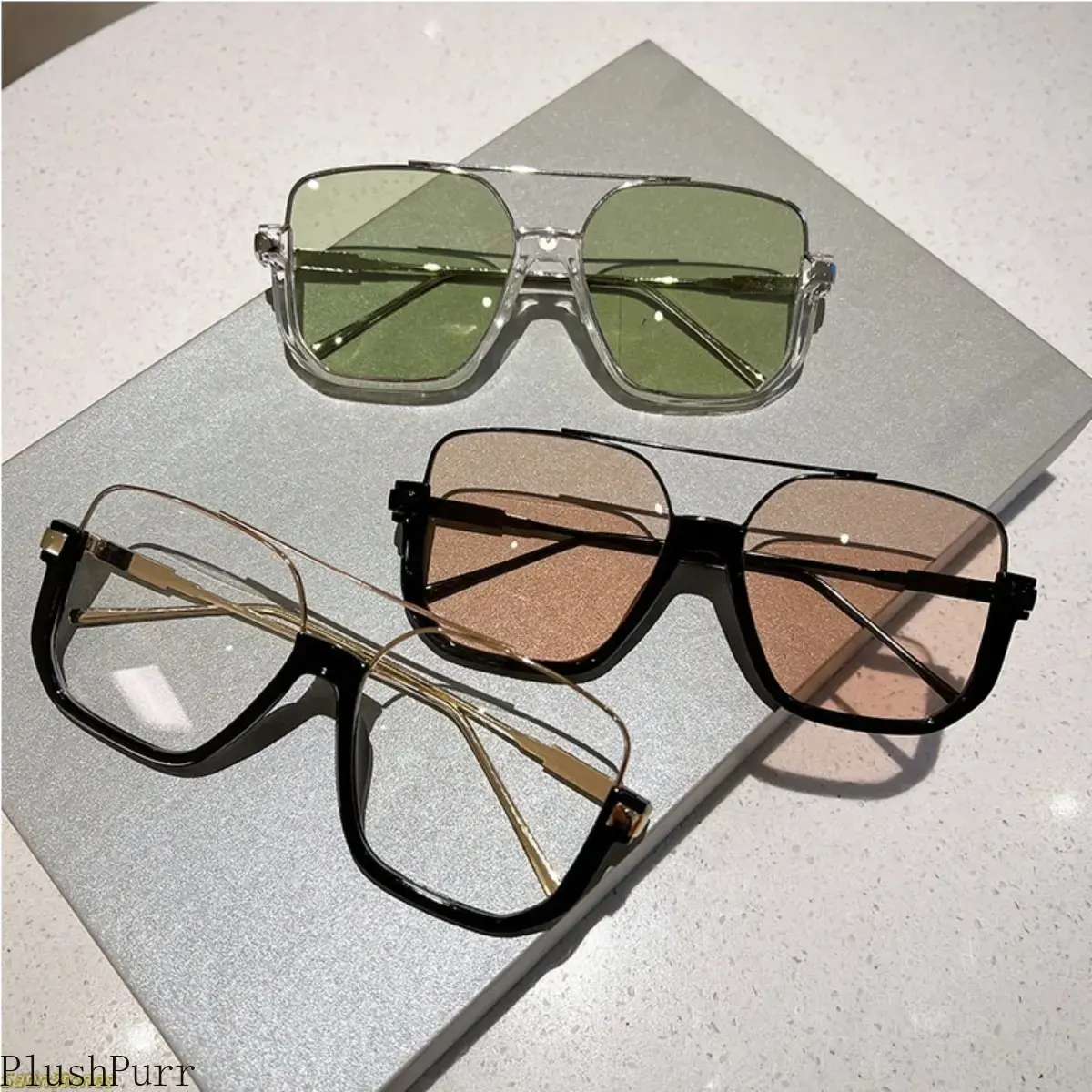 3 Pcs Korean-Style Luggage & Bags DIY Project Accessory - Black Frame Black and Gray Sheet Fashionable Half-Frame Sunglasses for Youth, Anti-Glare Sports Eyewear for Street Shooting, Outdoor Activities, Sun Protection, Fashionable Sunglasses, Diy Projects