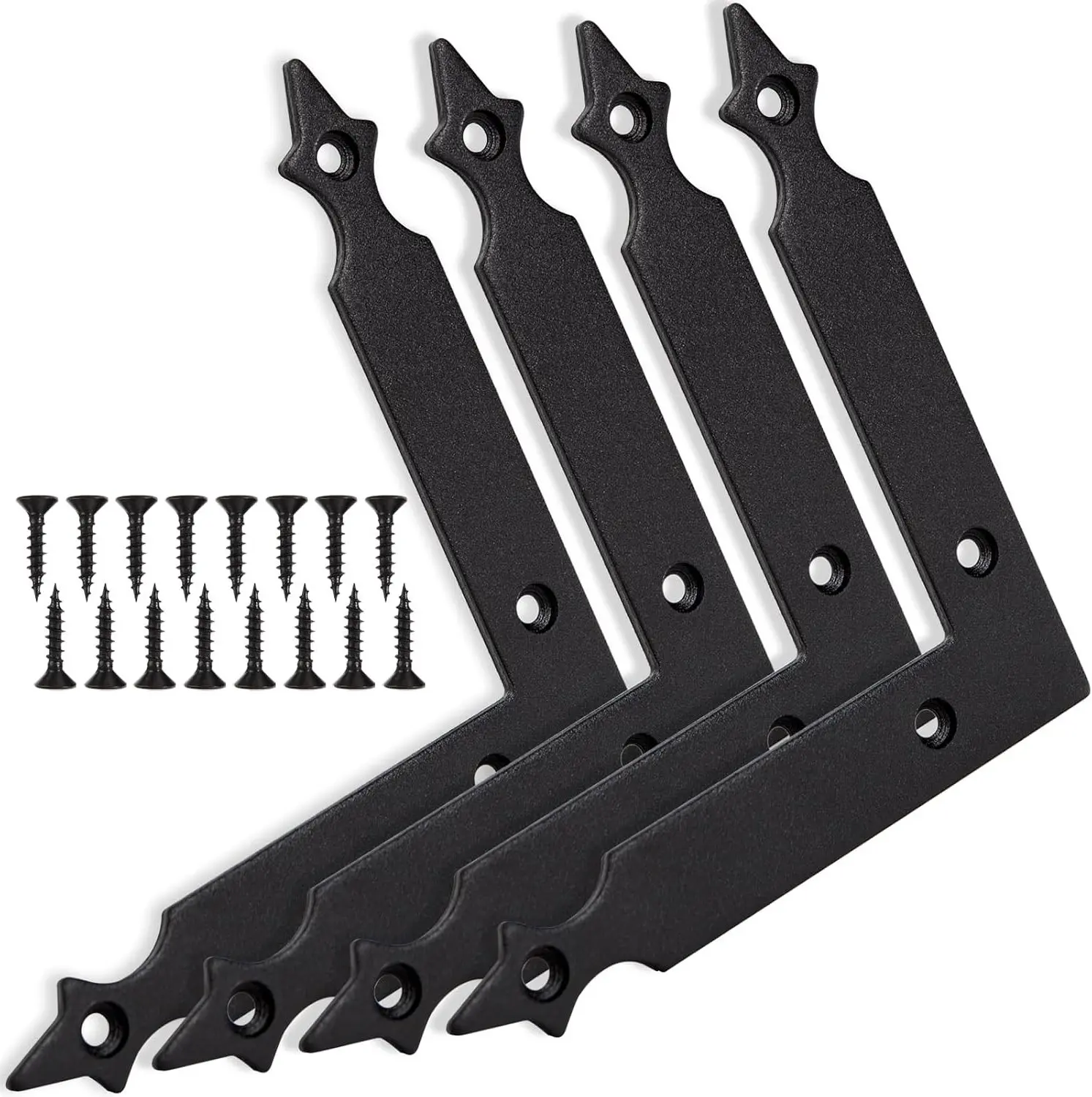 Decorative Corner Brackets for Barn Doors, 4.9 in Matte Black Rustic L Brackets Sliding Door Hardware for Farmhouse Mirrors, Garden Gates, Garage (4 Pcs with Screws)