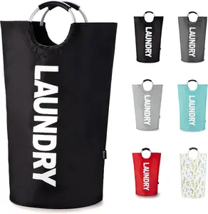 90L Laundry Basket Waterproof Laundry Hamper, Laundry Bag with Padded Handles, Clothes Hamper Stands Up Well, Collapsible Laundry Basket Easy Storage