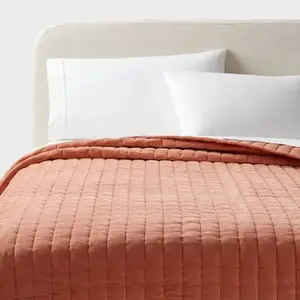 King Channel Stitch Velvet Quilt Light Terracotta - Threshold: OEKO-TEX