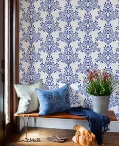 Damask Leaves Wallpaper - Peel and Stick