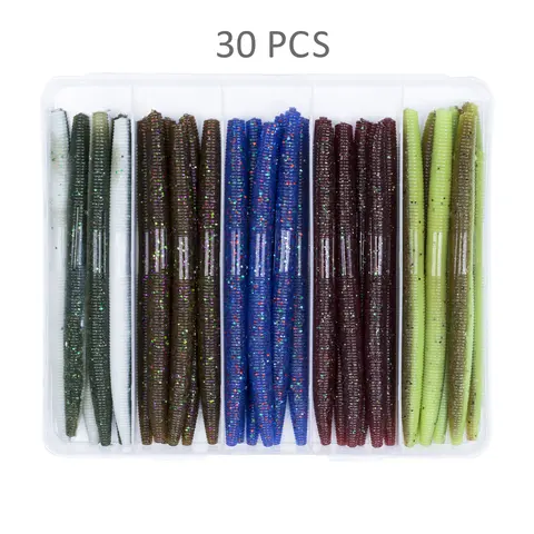 Bombrooster New Style Senko Worms Complete Kit - 4"-5" Salt-Impregnated Bass Fishing Bait with EWG Hook Groove, Nail Weights, Weedless Texas Rig, Colorado Blade, O-Ring, Wacky Rig, 30 Worms Plus Tools for Full Rigging, High-Strength Fishing Accessories