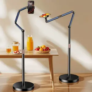Floor Phone Holder, 360 Degree Rotatable Phone Holder, Multifunctional Phone Stand for Live Streaming, Cooking, Compatible with iPhone & Android Phone