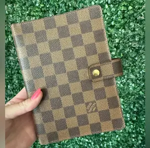 Pre-owned Louis Vuitton FINAL SALE Small Leather Goods Damier Ebene Medium Ring Agenda