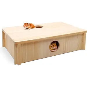Multi-Chamber Hamster Maze House,Wooden Syrian Hamster Maze Hideout,Small Pets Habitats Decor,6-Room Hideouts & Tunnel Exploring Toys for Dwarf Hamsters,Gerbils,Mice,Lemmings,Mouse HAMSTER MAZE TOY