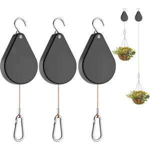 2026 Upgraded Retractable Plant Hanger,Plant Pulleys for Hanging Plants,Easy to Raise and Lower,Quick Lock,Heavy Duty, Adjustable Hook for Garden Baskets P