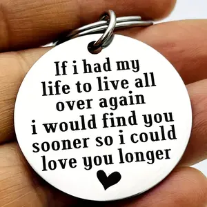 Stainless Steel Keychain Gift for Boyfriend Husband Birthday Anniversary Valentine's Day, Durable Round Pendant Unisex Accessory